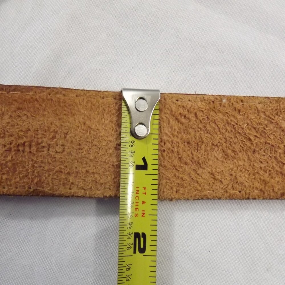 1990 Liz Claiborne Silver tone Belt Buckle on Leather Belt - Picture 9 of 11